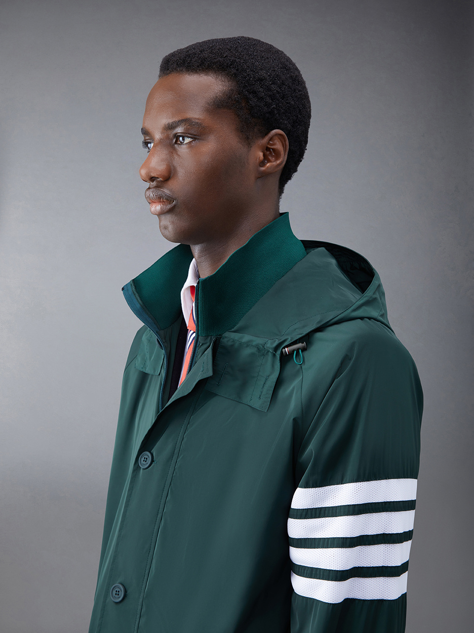 THOM BROWNE RAGLAN-SLEEVE PARKA COAT