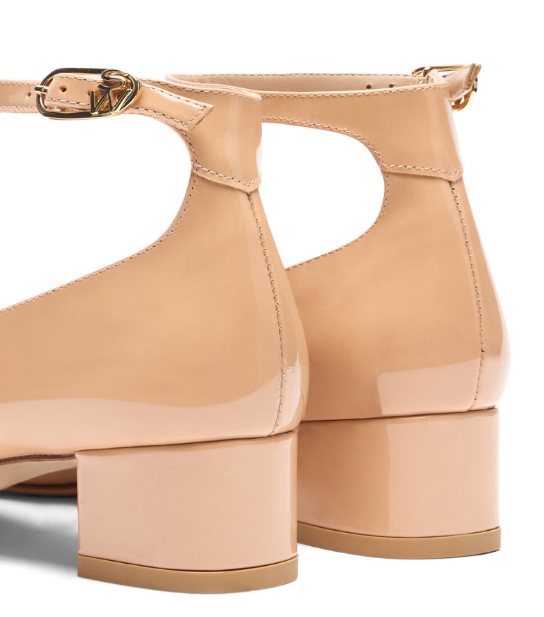 Stuart Weitzman Jane Patent-leather Pumps In Nude