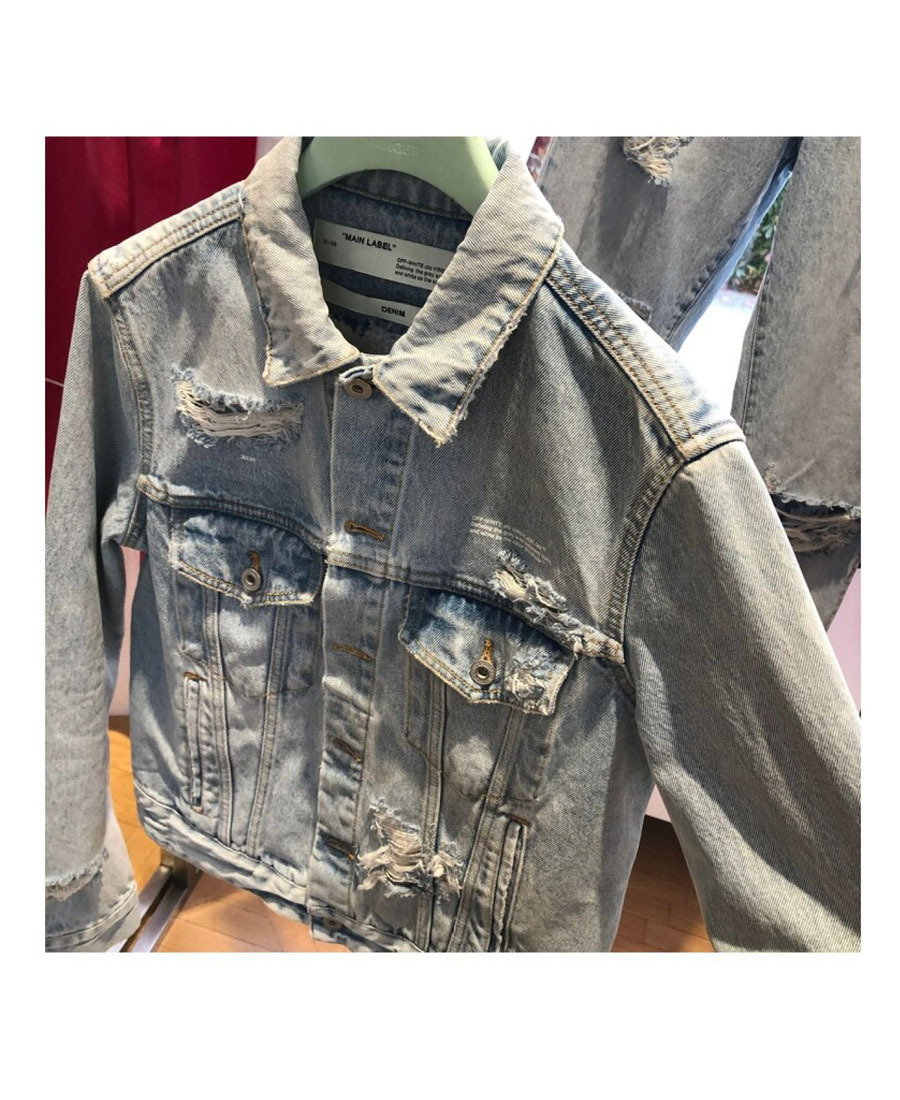 OFF-WHITE EMBROIDERED DENIM JACKET