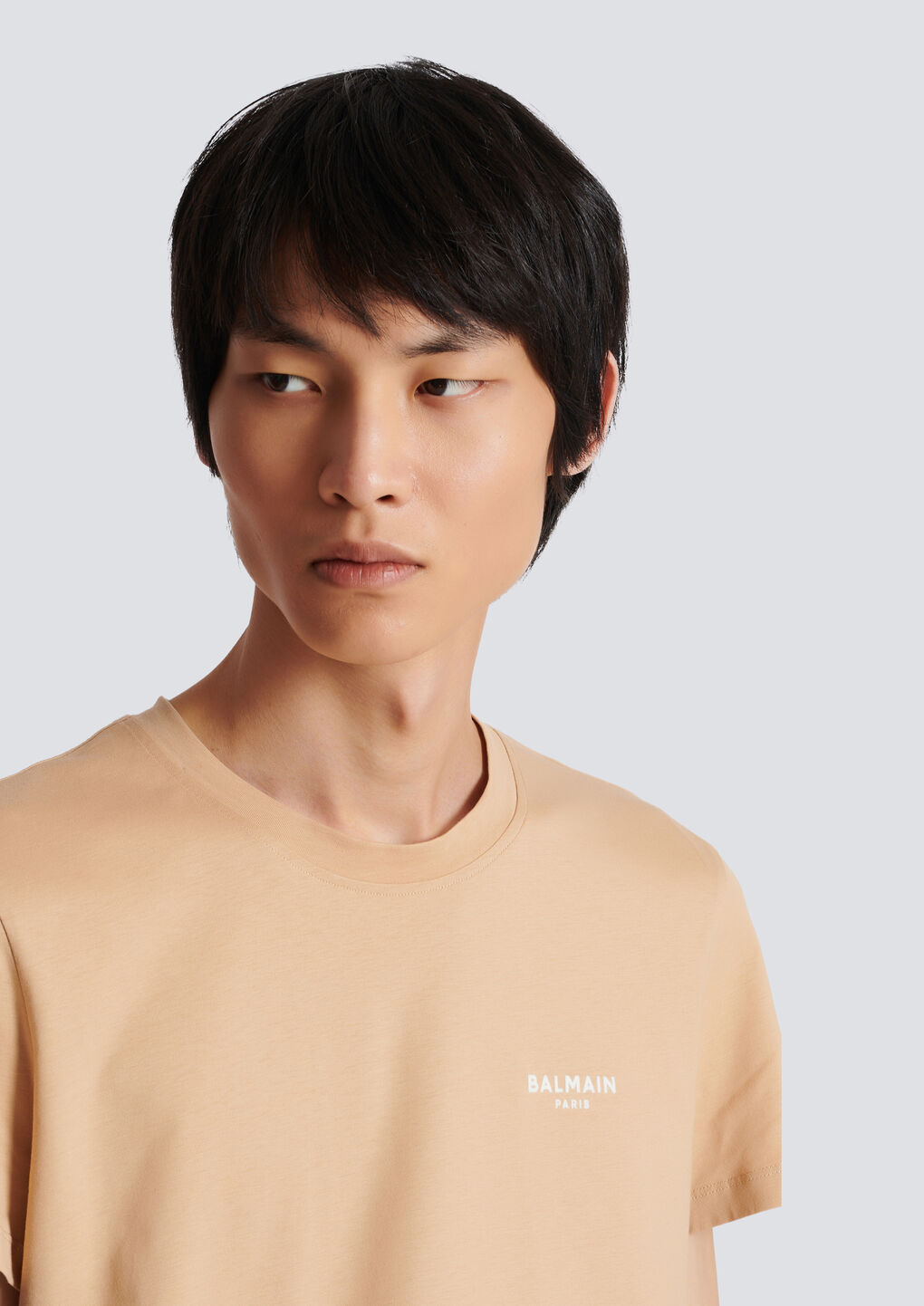 Balmain Beige Logo T-shirt In Nude