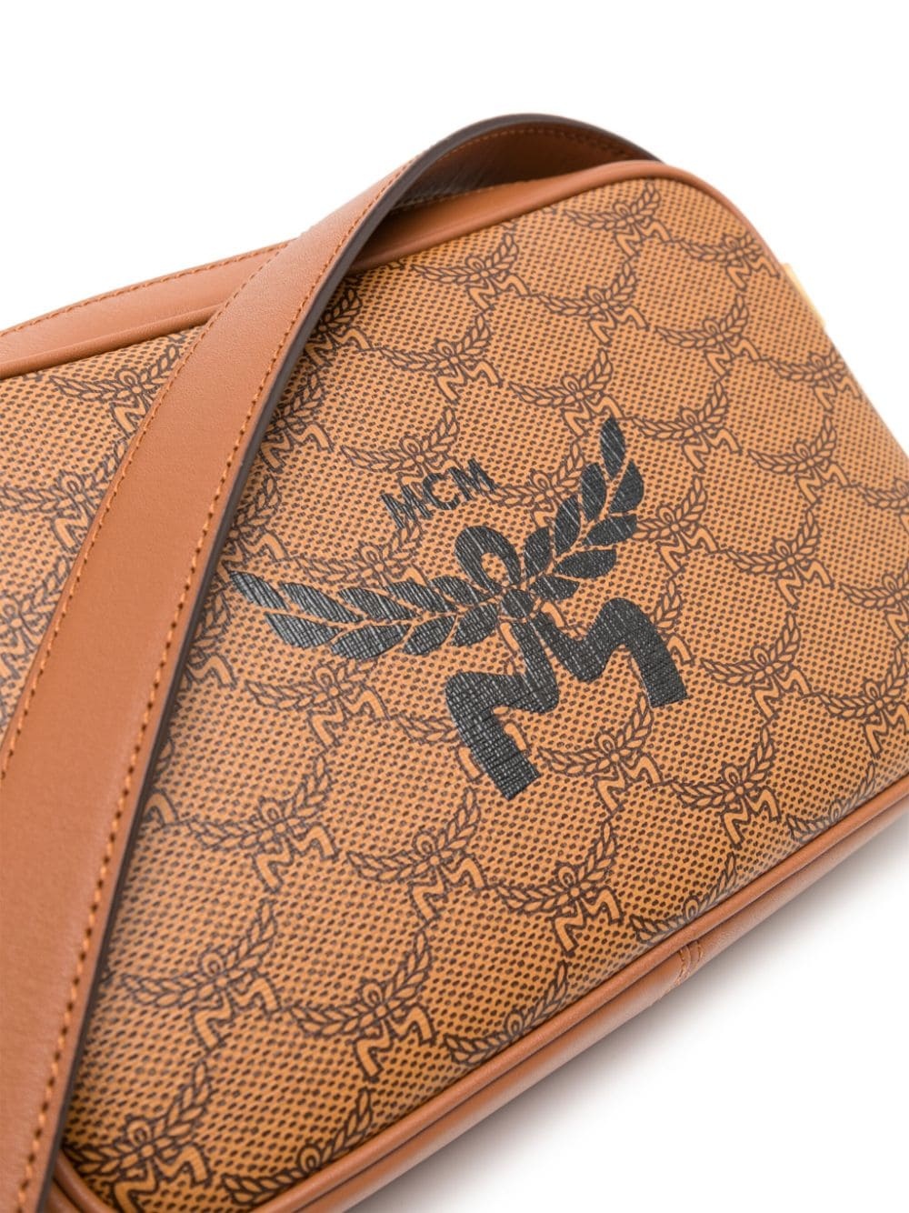 Mcm Himmel Logo Printed Small Shoulder Bag In Brown