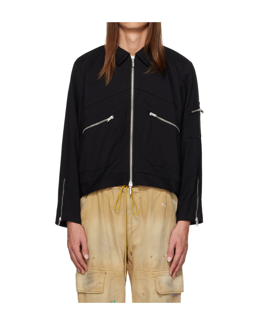 Rhude Jacket Zippered Pocket Stand Collar In Black