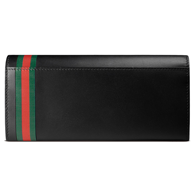 Shop Gucci Stitching Long Folding Wallets In Black
