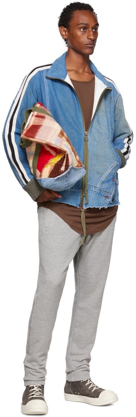 Greg Lauren Strap-up Sweatpants In Gray