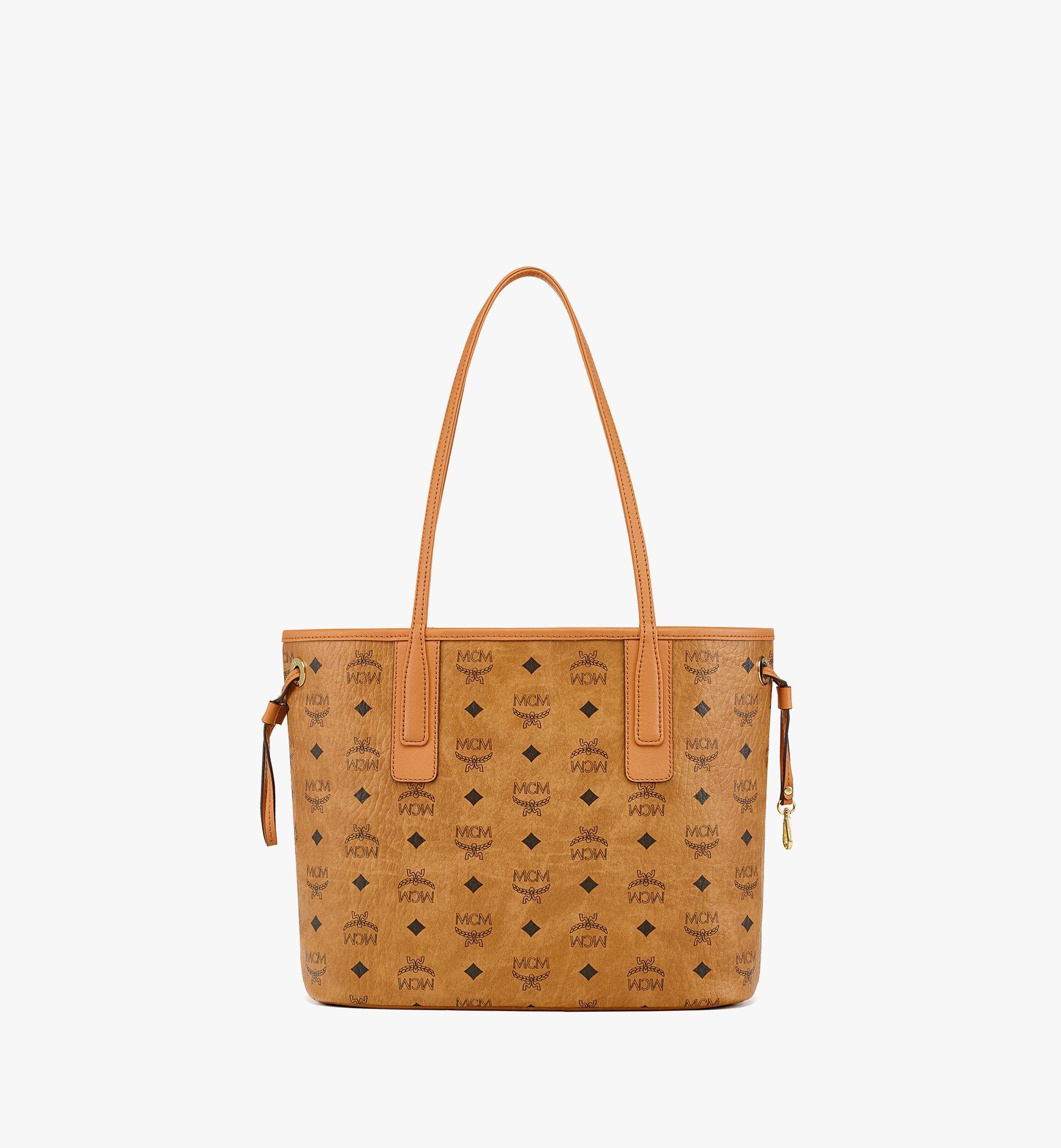 Mcm Liz Small Reversible Visetos Shopper Tote In Brown