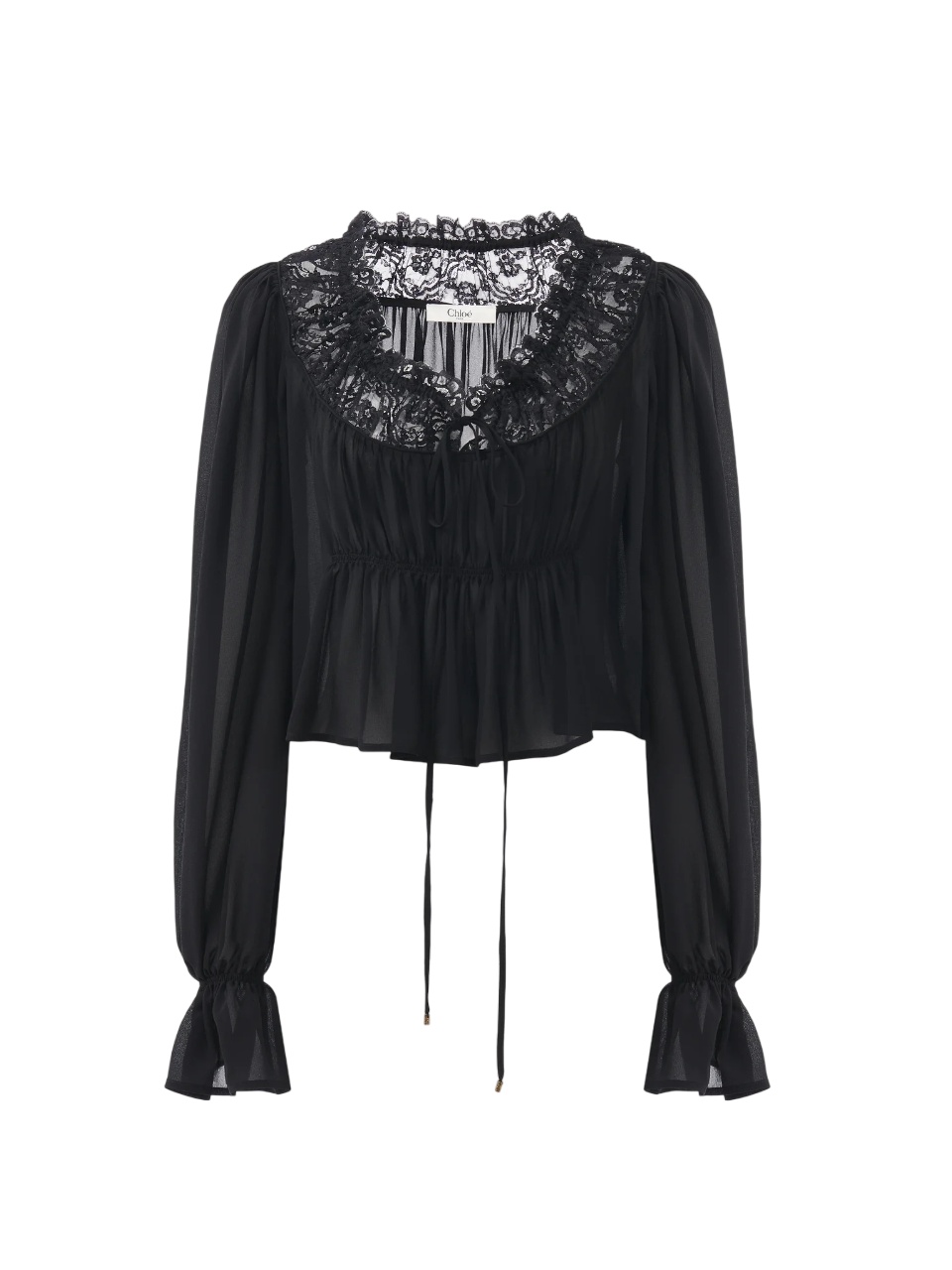 Chloé Striped Silk Satin Mousseline Shirt In Black