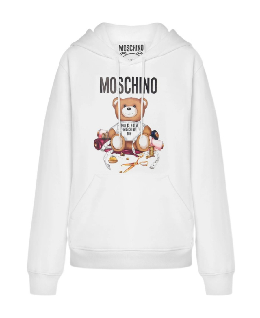 Moschino Tailor Teddy Bear Hooded Hoodie In White