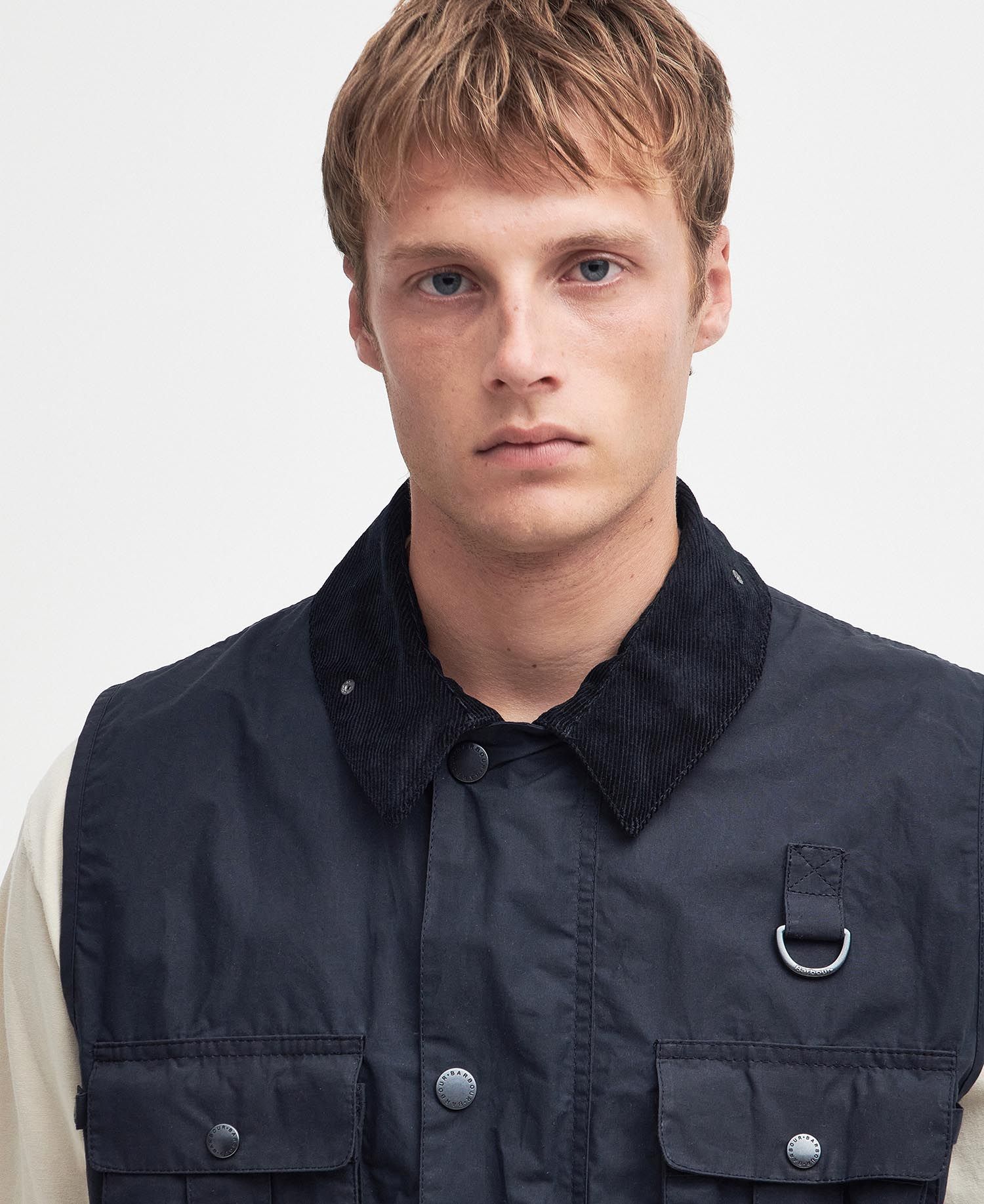 Barbour Utility-inspired Blue Gilet With Embroidered Logo In Black