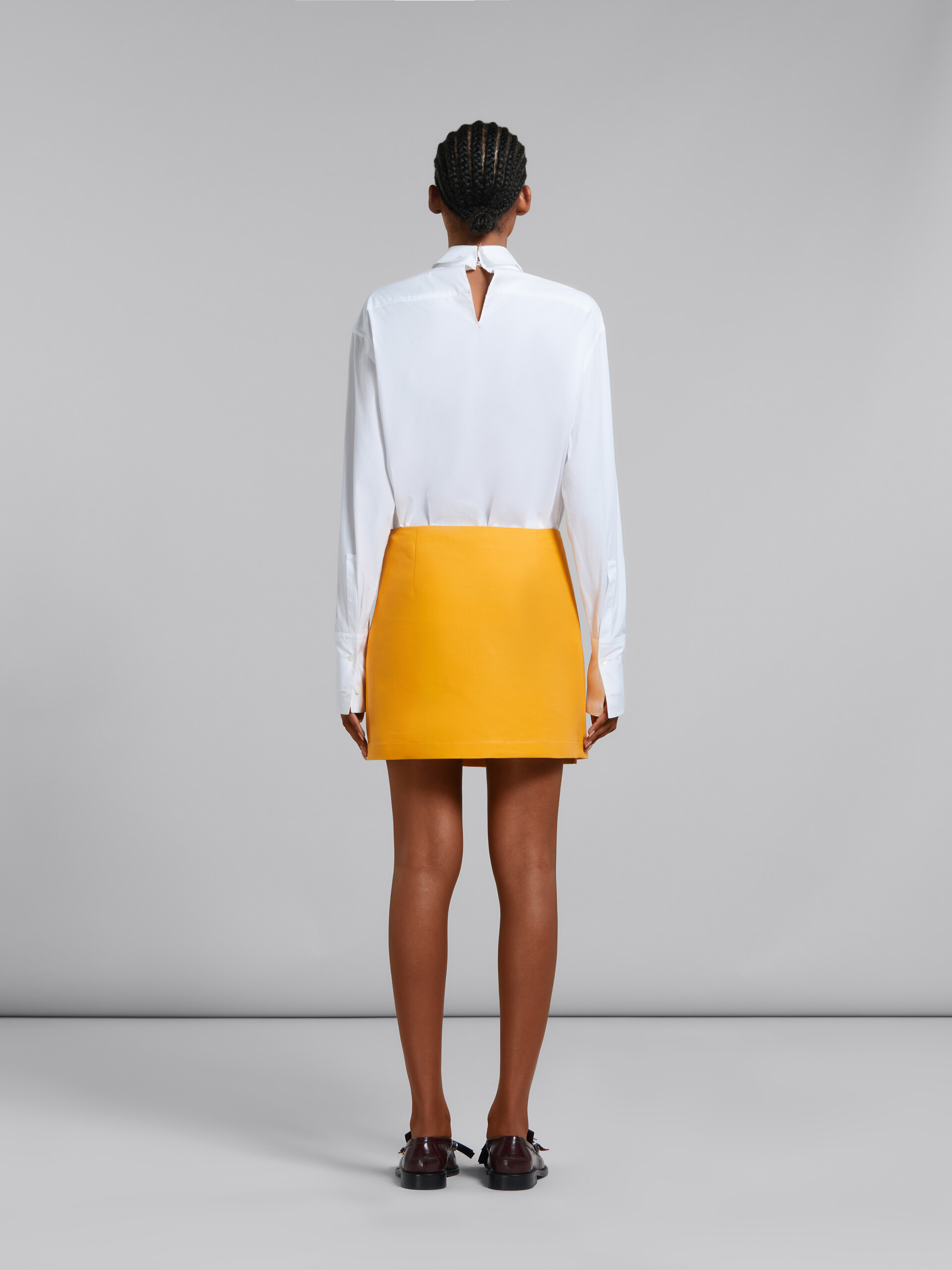 Marni Pleated Cotton Miniskirt In Yellow