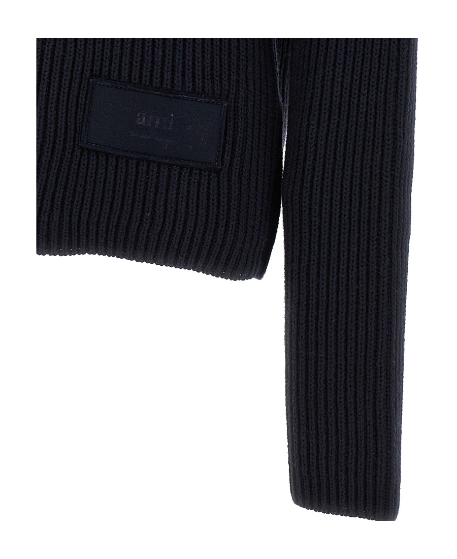 AMI ALEXANDRE MATTIUSSI AMI LOGO PATCH RIBBED TURTLENECK SWEATER