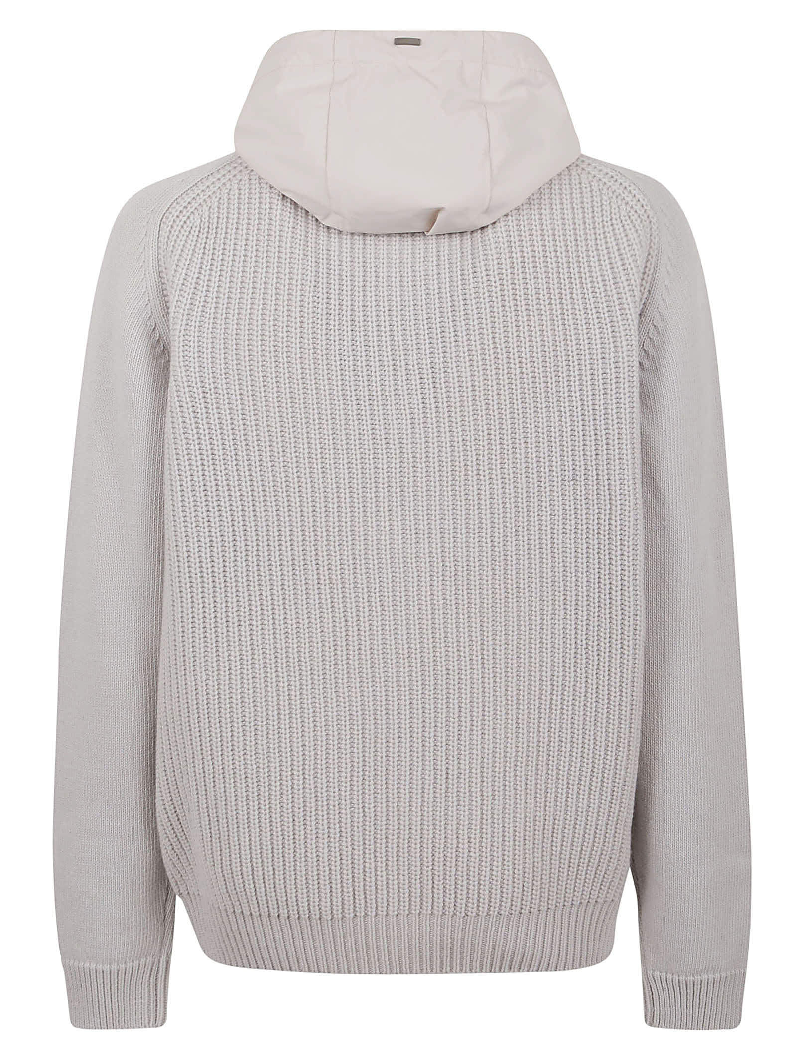 Herno Long-sleeve Hooded Wool Jumper In Gray