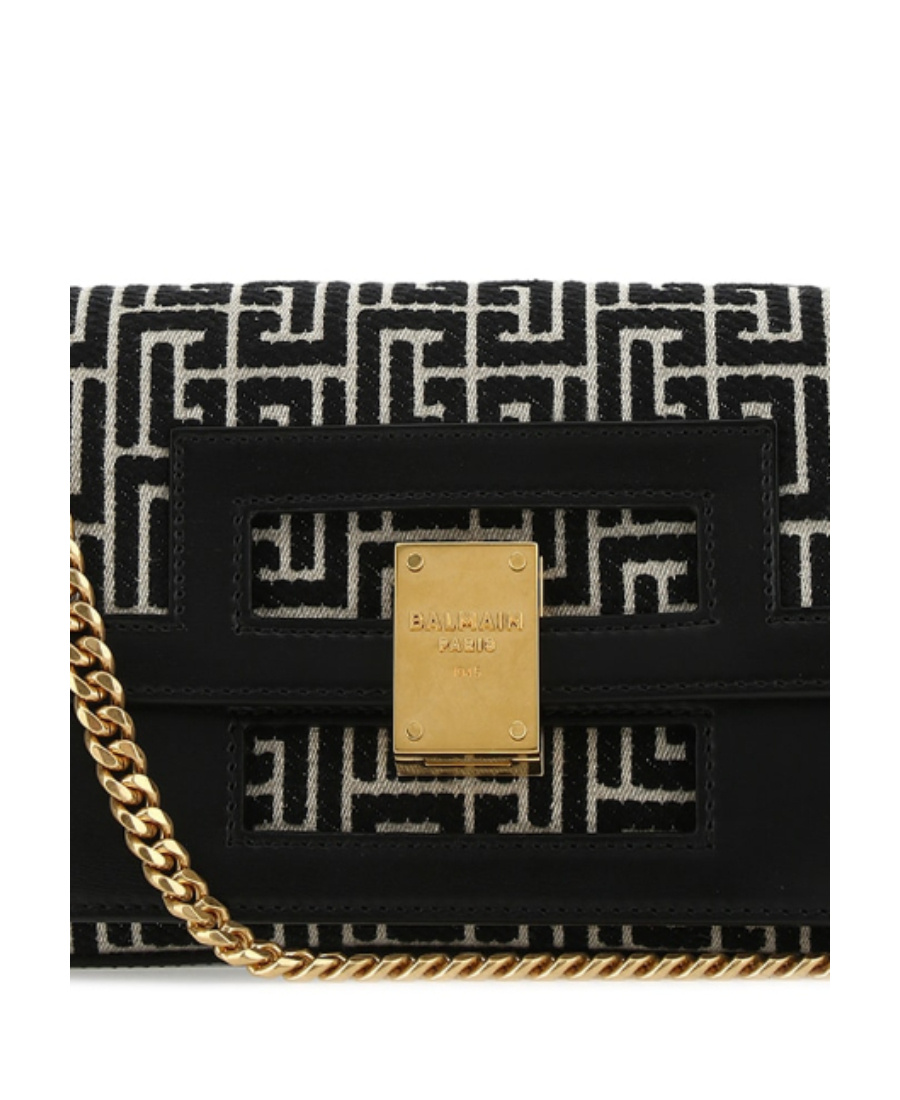 Balmain Medium Bicolour Jacquard 1945 Bag In Black