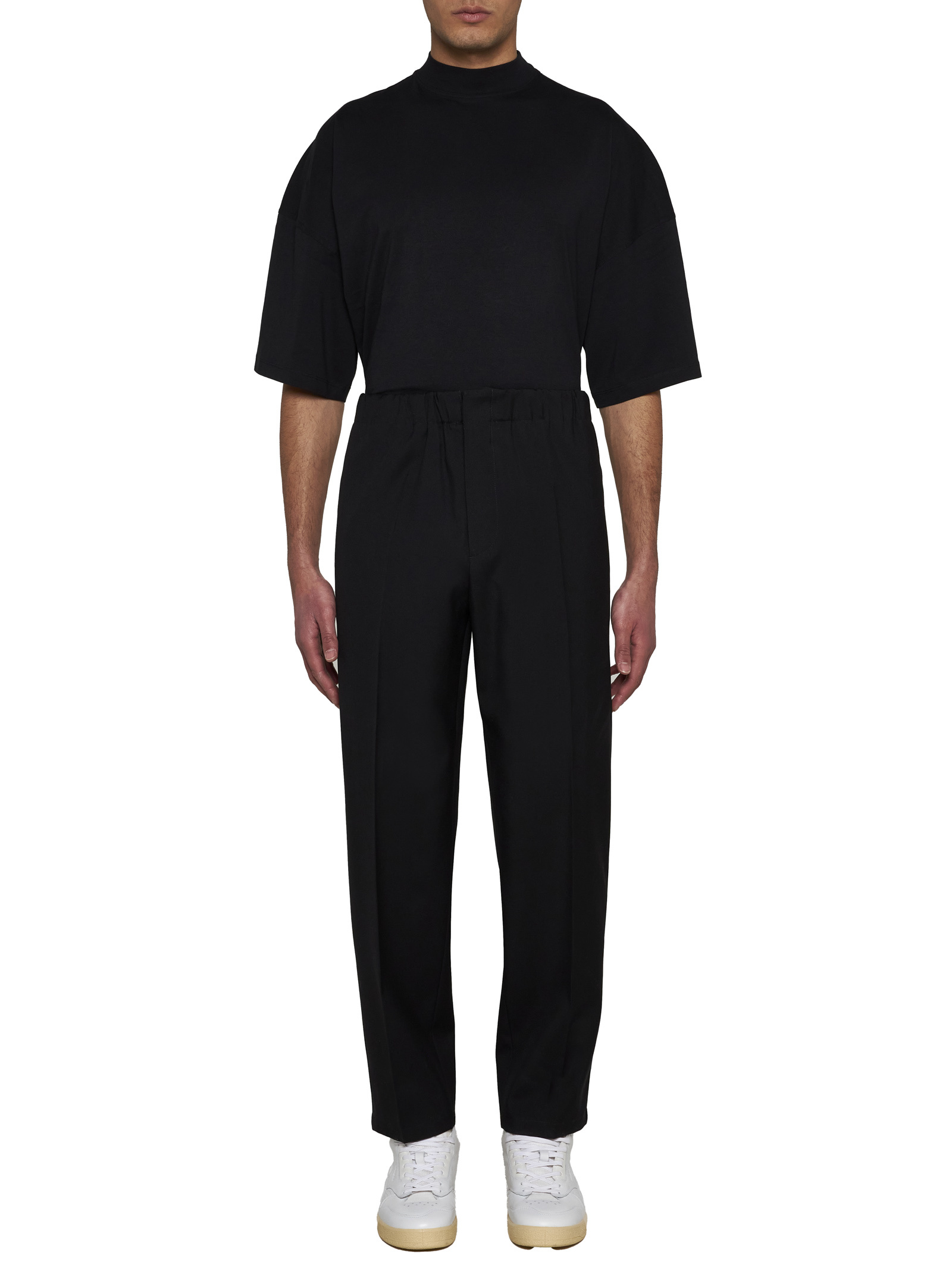 Jil Sander Elasticated-waist Tapered Trousers In Black