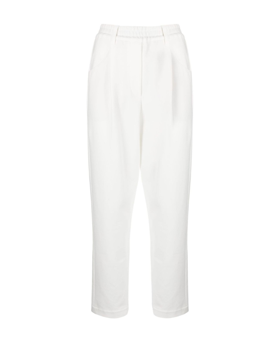 Brunello Cucinelli Pleated Cotton-blend Twill Tapered Pants In White