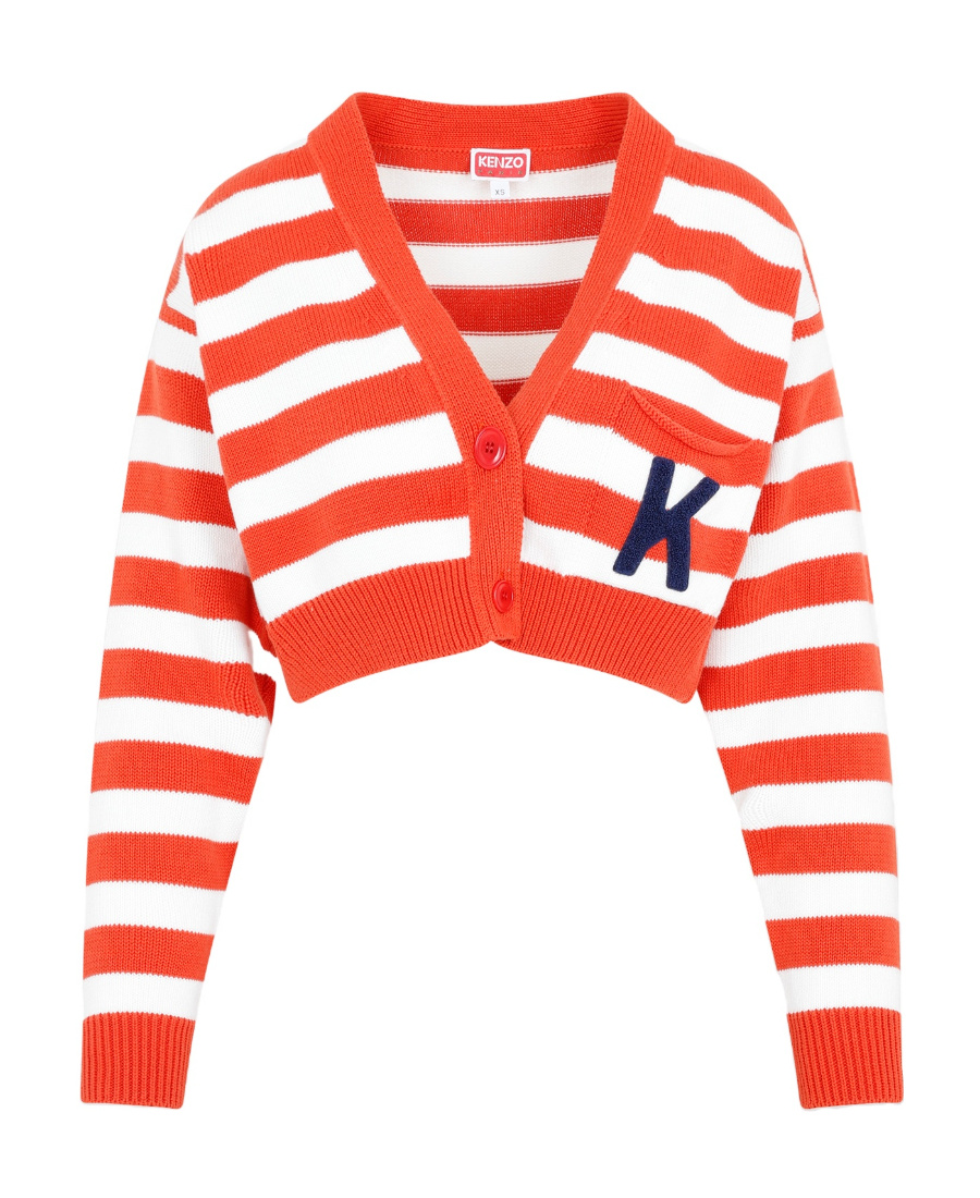 Kenzo Nautical Cotton Knit Cardigan In White