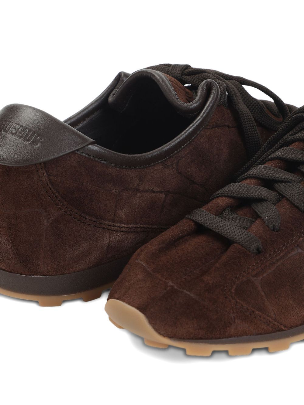 Jacquemus The Tennis Leather-trimmed Croc-effect Suede Sneakers In Brown
