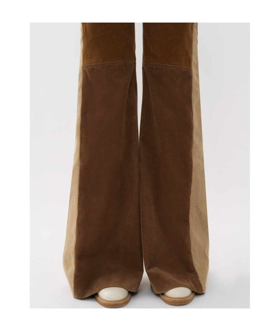 Chloé Triple Brown Retro Flared Corduroy Pants In Brown
