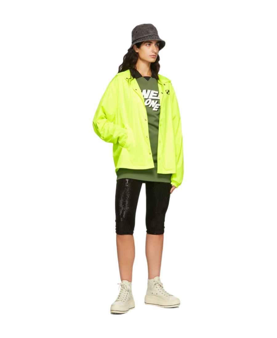 We11 Done Green Polyester Raglan Mini Dress In Green