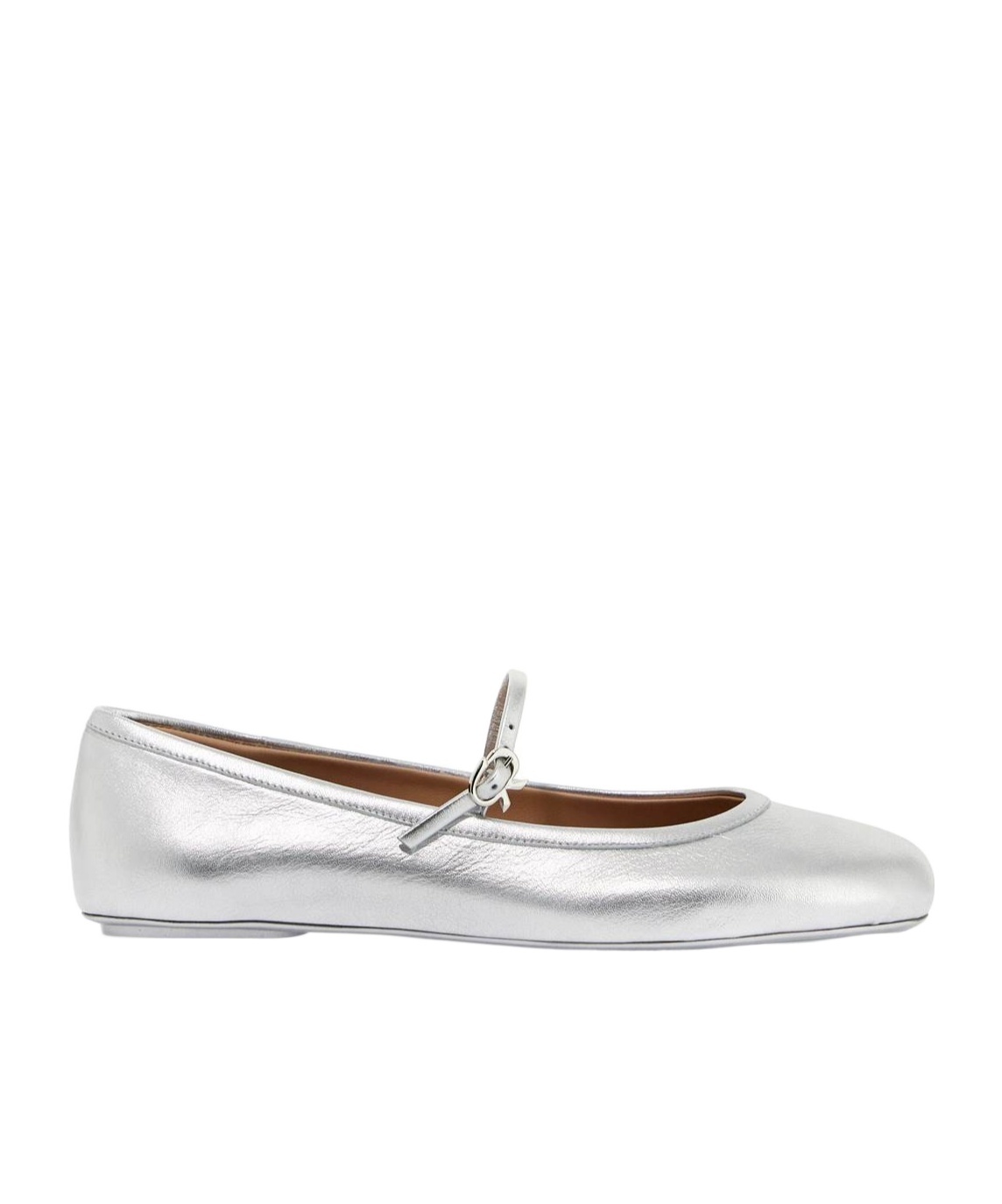 Gianvito Rossi Carla Metallic Leather Mary Jane Flats In White