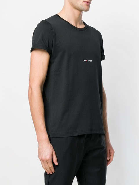 Saint Laurent Logo Print T-shirt In Black