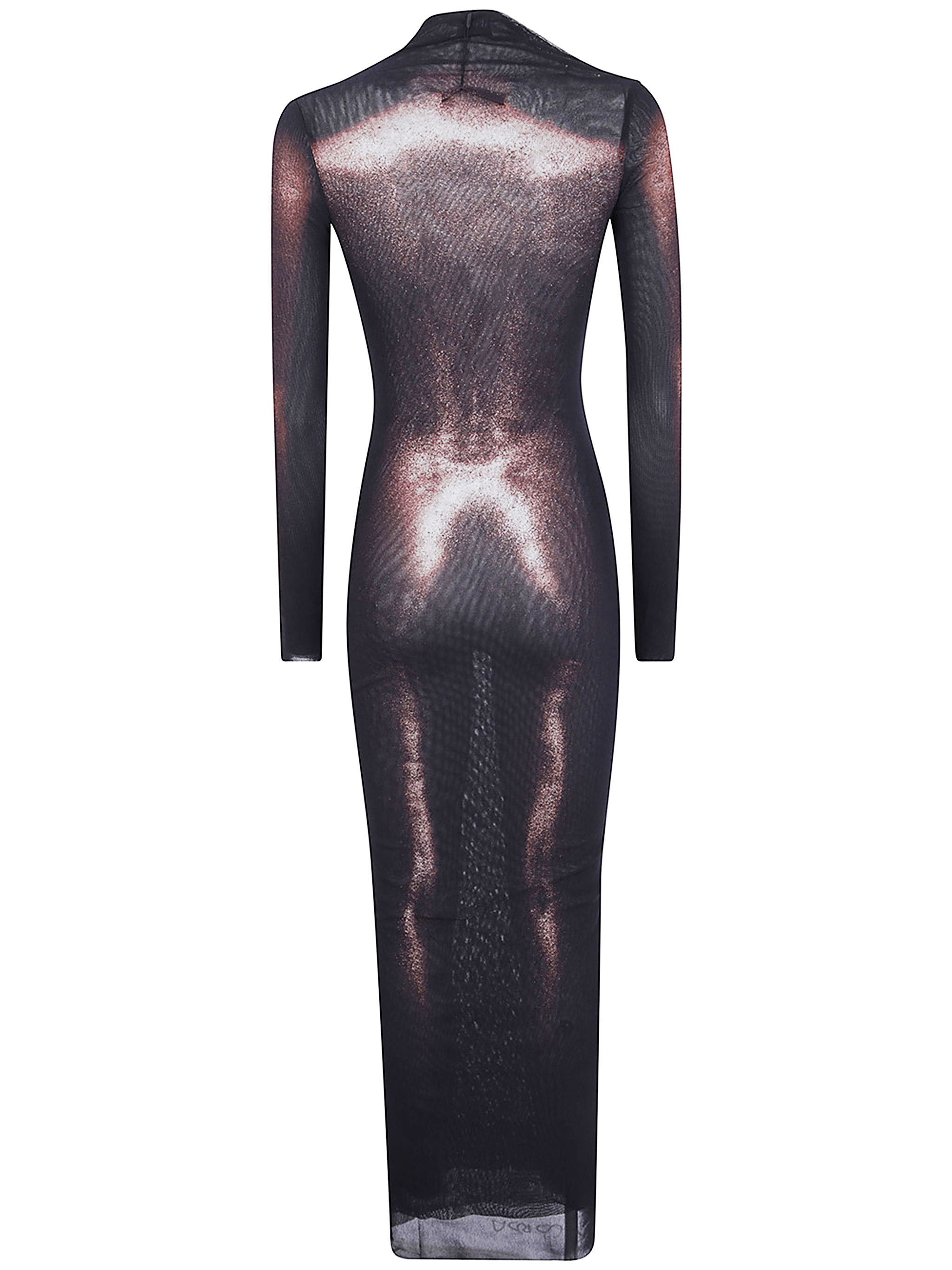 Jean Paul Gaultier Body-print Long Dress In Black