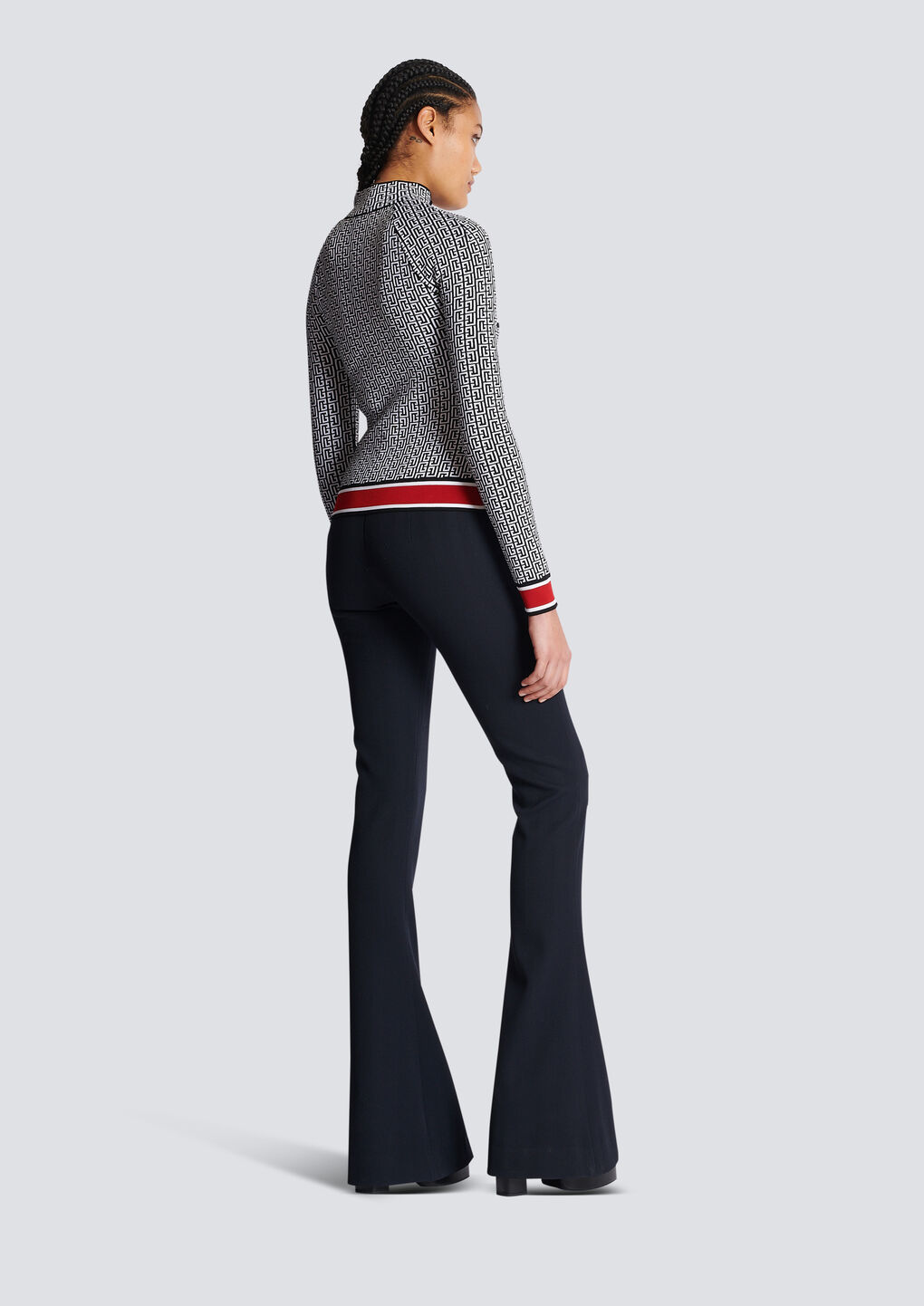 Balmain Monogrammed Knit Jacket In White