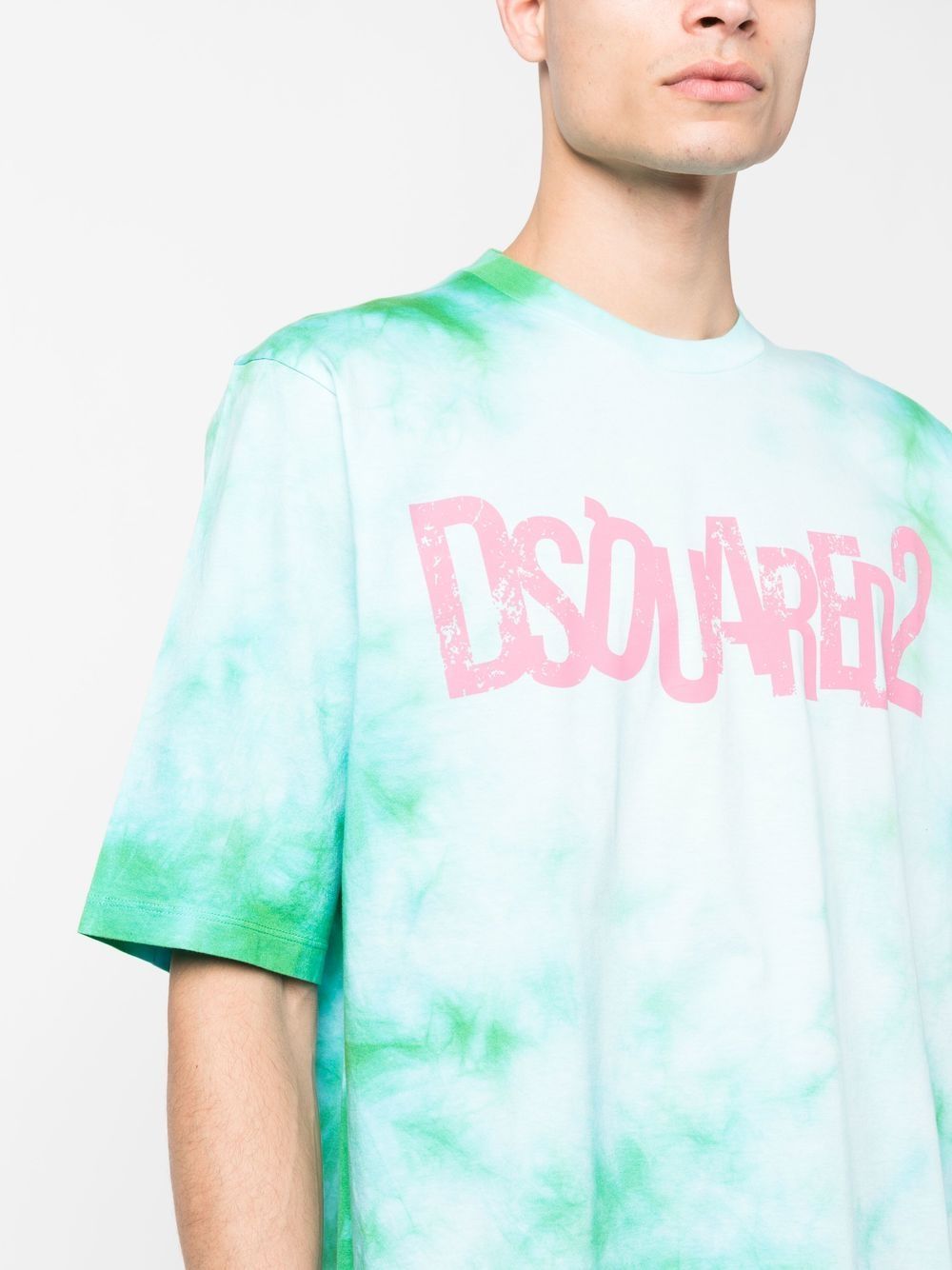 Dsquared2 Logo-print Tie-dye T-shirt In Blue