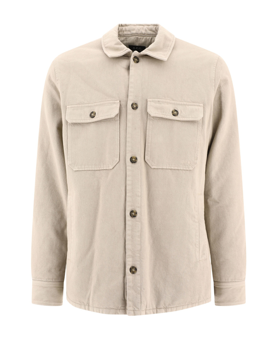 Apc Long Sleeved Buttoned Overshirt In Nude