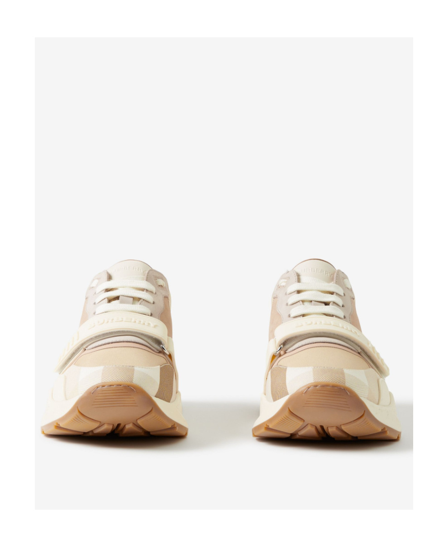 Burberry Check Panelled-detail Sneakers In Nude