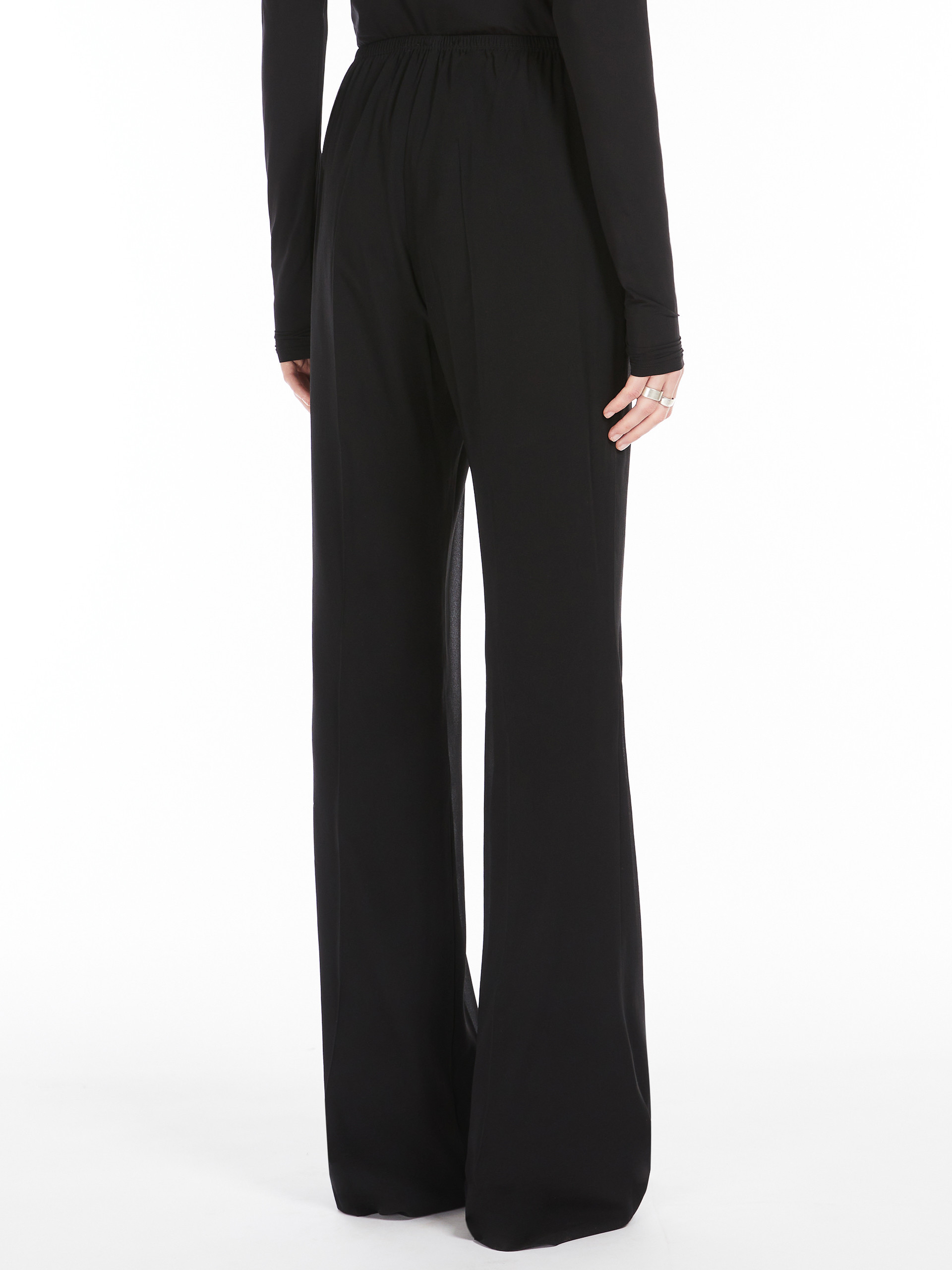 Sportmax Flared Virgin Wool Tailored Trousers In Black