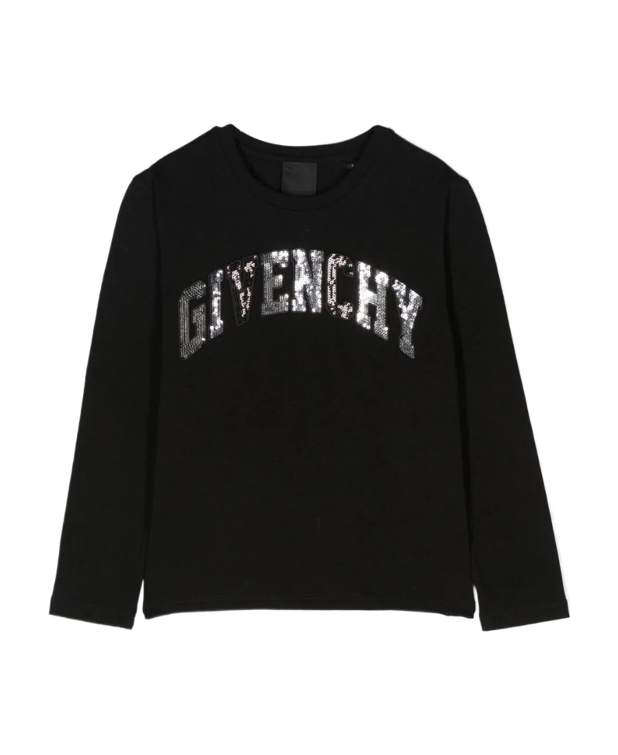 Givenchy T-shirt Nera In Jersey Di Cotone Bambina In Black