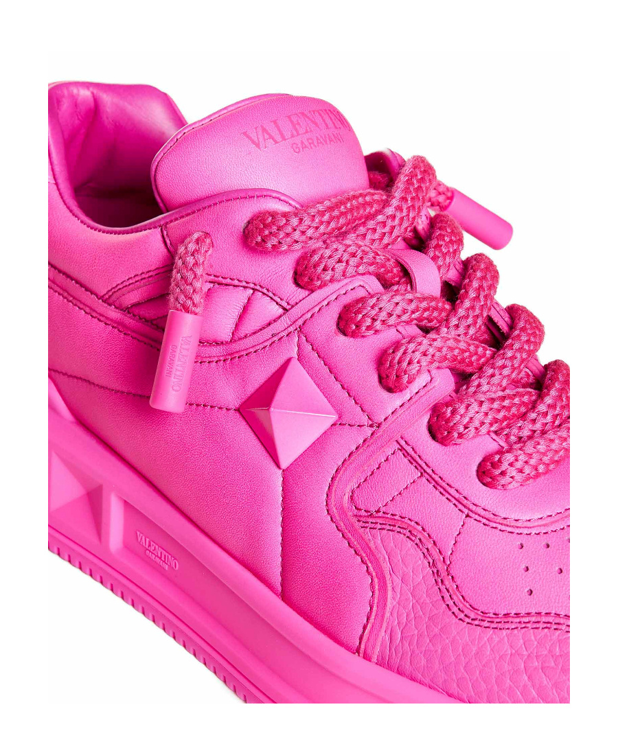 Valentino Garavani Man Sneakers Fuchsia Size 9 Leather In Pink