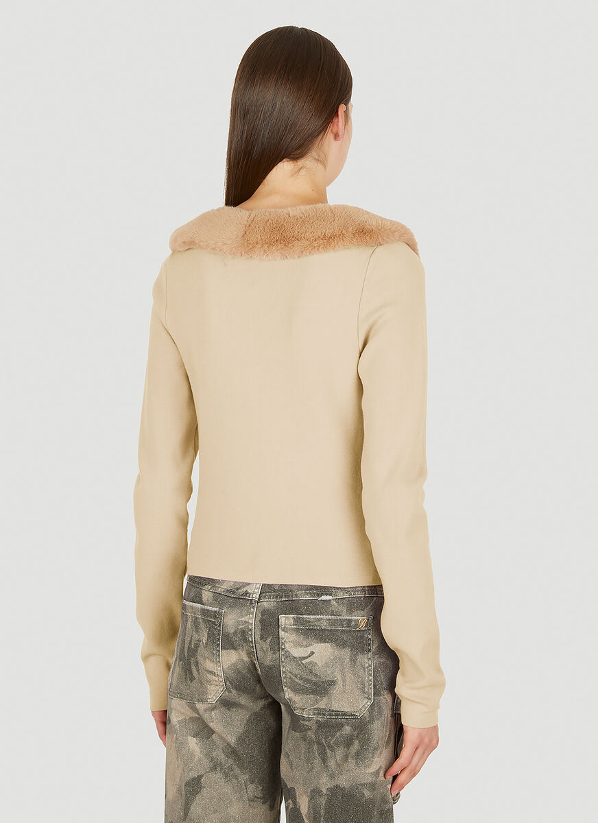 Blumarine Cardigan In Misto Lana Panna In Nude