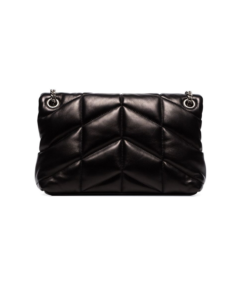 Saint Laurent Women Puffer Small Leather Shoulder Bag In Black