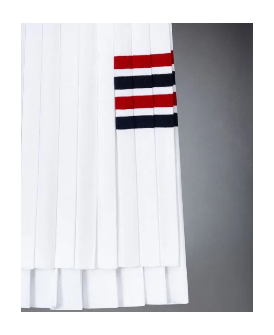 Thom Browne Pleated Cotton-seersucker And Grosgrain Mini Skirt In White