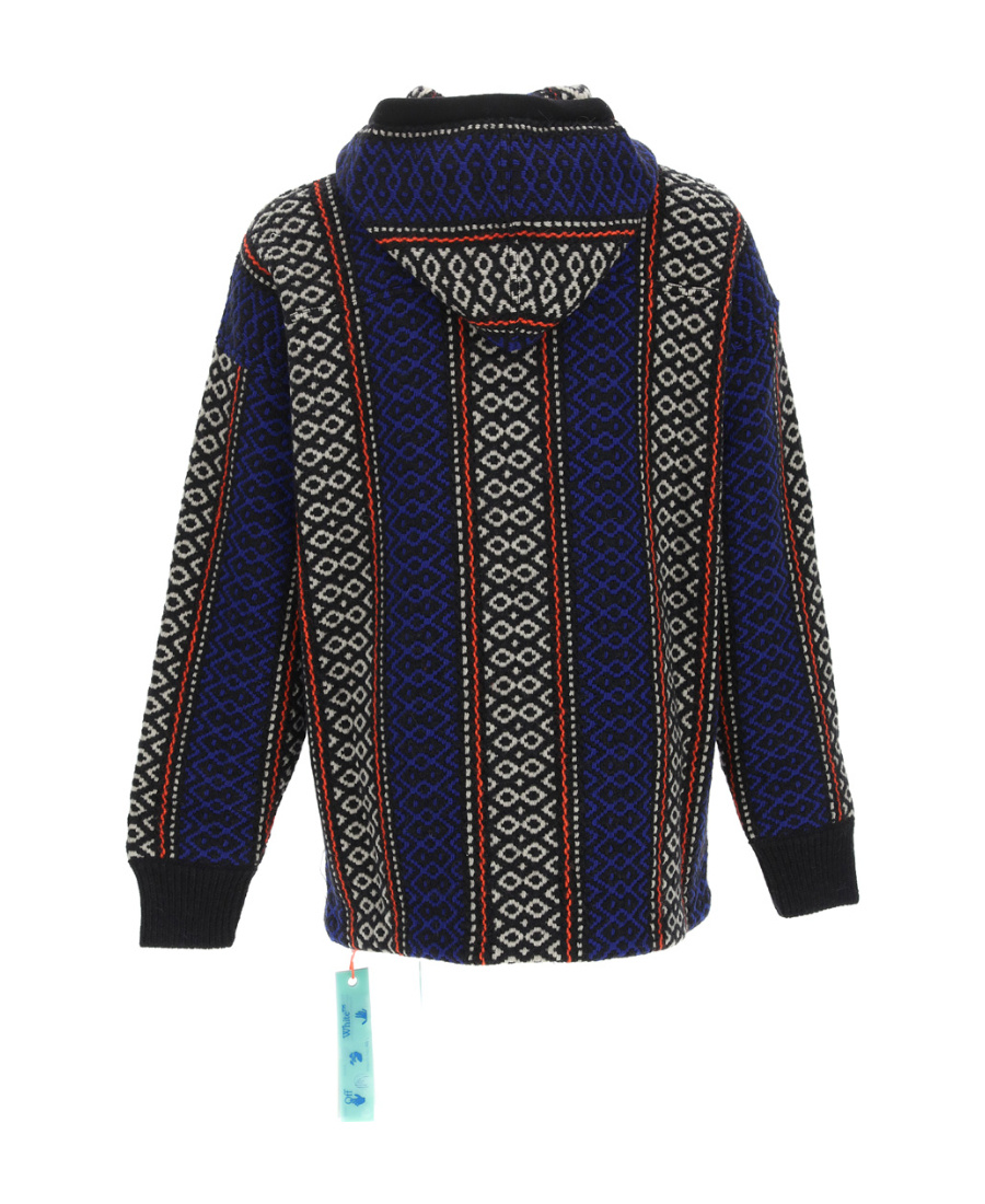 Off-white Geometric-patterned Alpaca-blend Hoodie In Black
