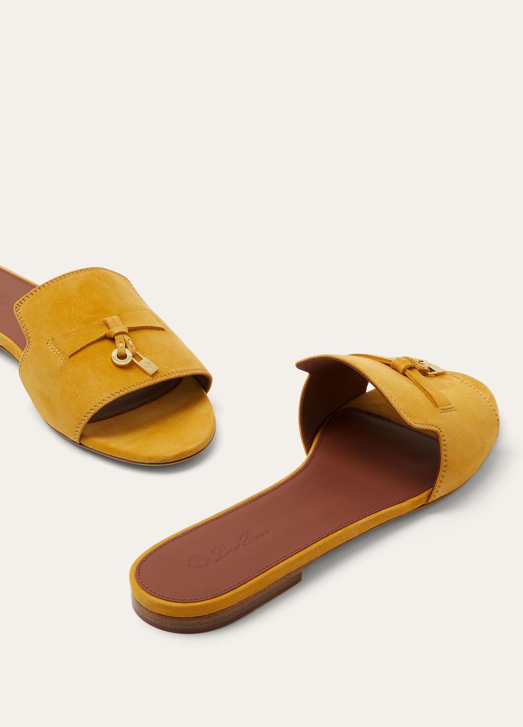 Shop Loro Piana Round Head Slippers In Yellow