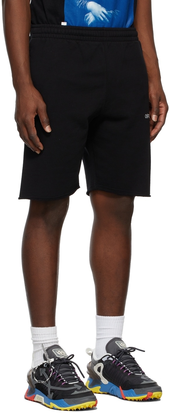Off-white 'spray Arrow' Black Shorts With Logo Lettering On The Front And Logo Print On The Rear In Black