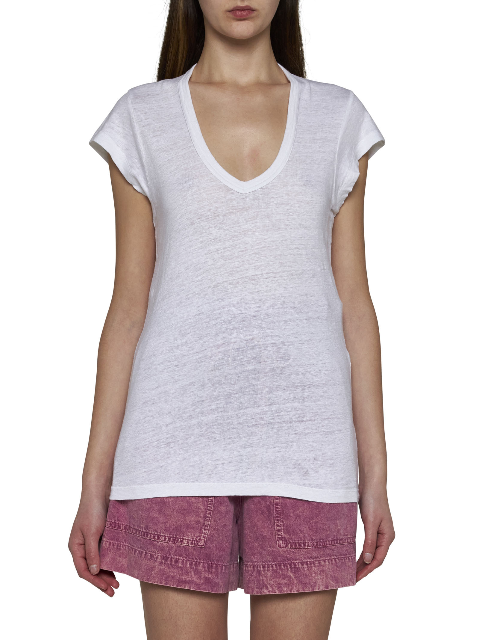 Isabel Marant Étoile Zankou Linen T-shirt In White