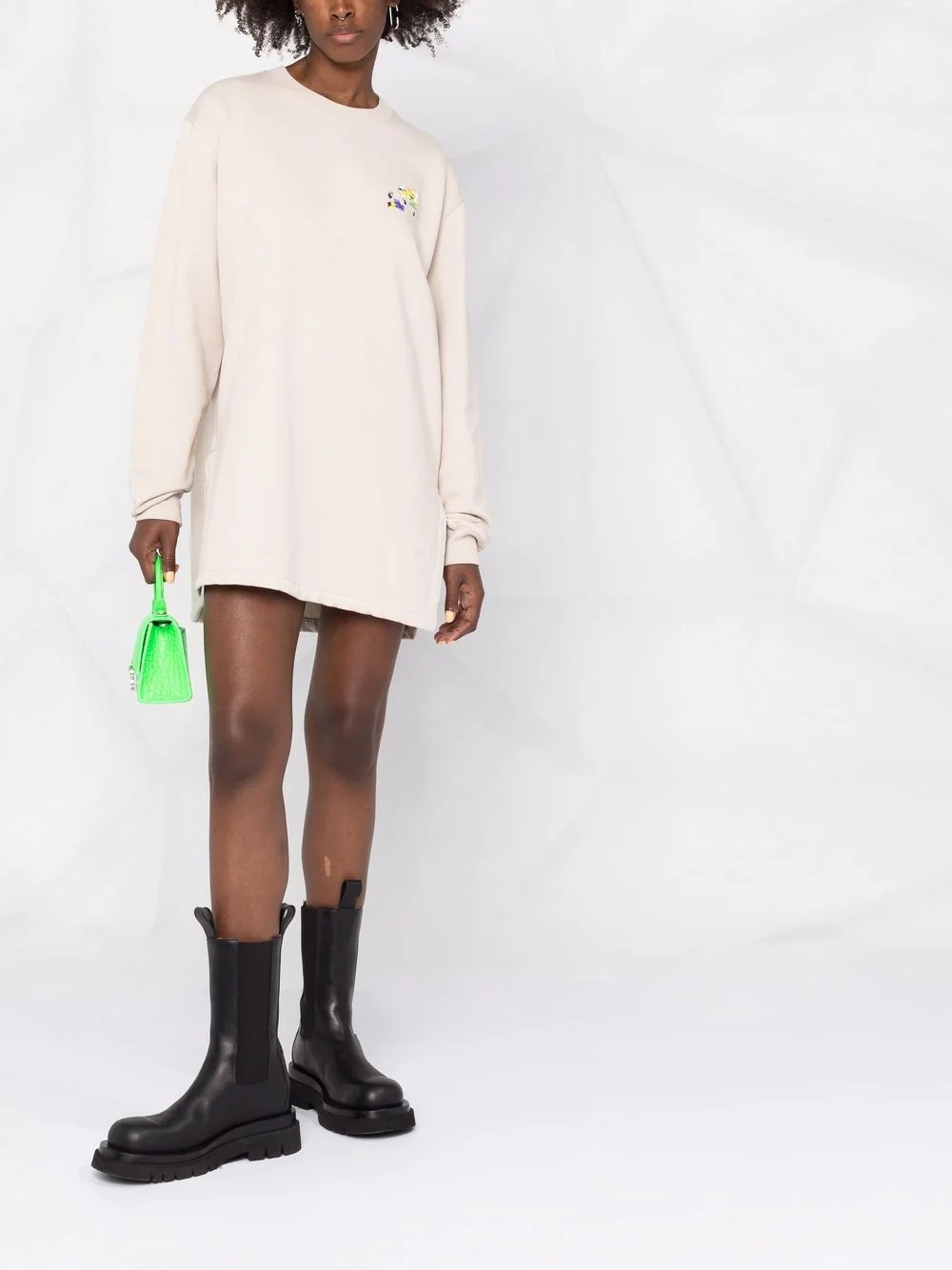 Shop Off-white Floral-arrows Sweater Dress In White