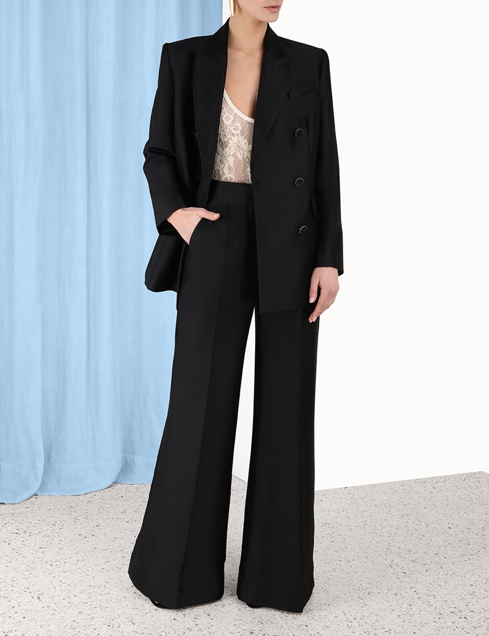 Zimmermann Luminosity Tuxedo Pant In Black In Black