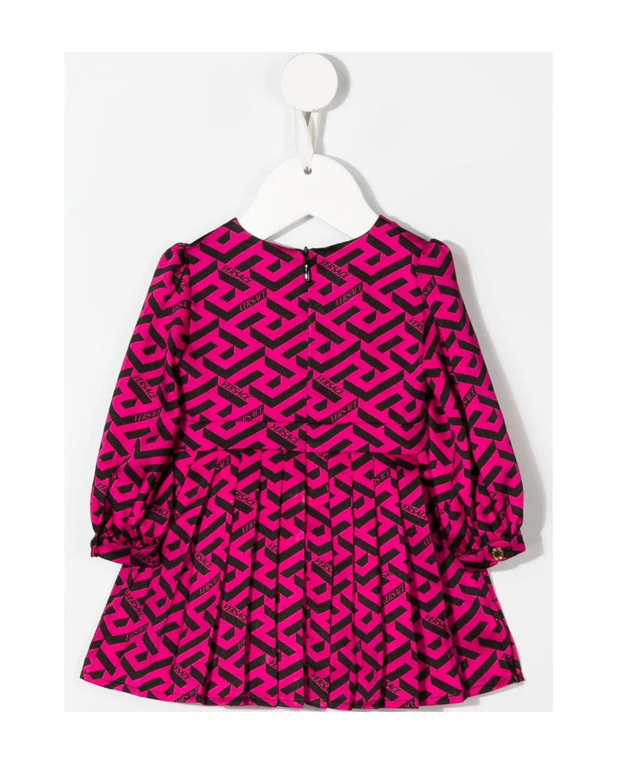 Versace All-over Monogram-pattern Print Dress In Pink
