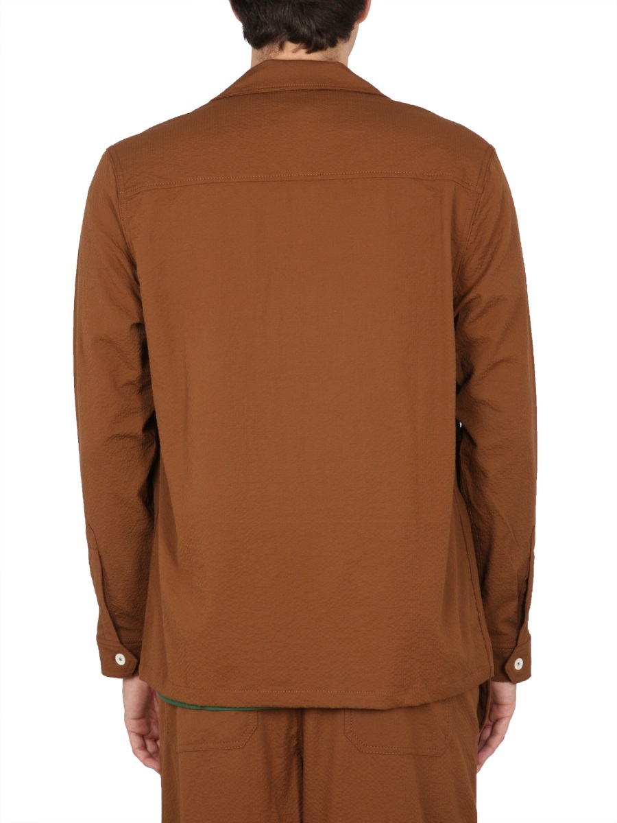 Shop Howlin' Long-sleeved Lapel Shirt In Brown