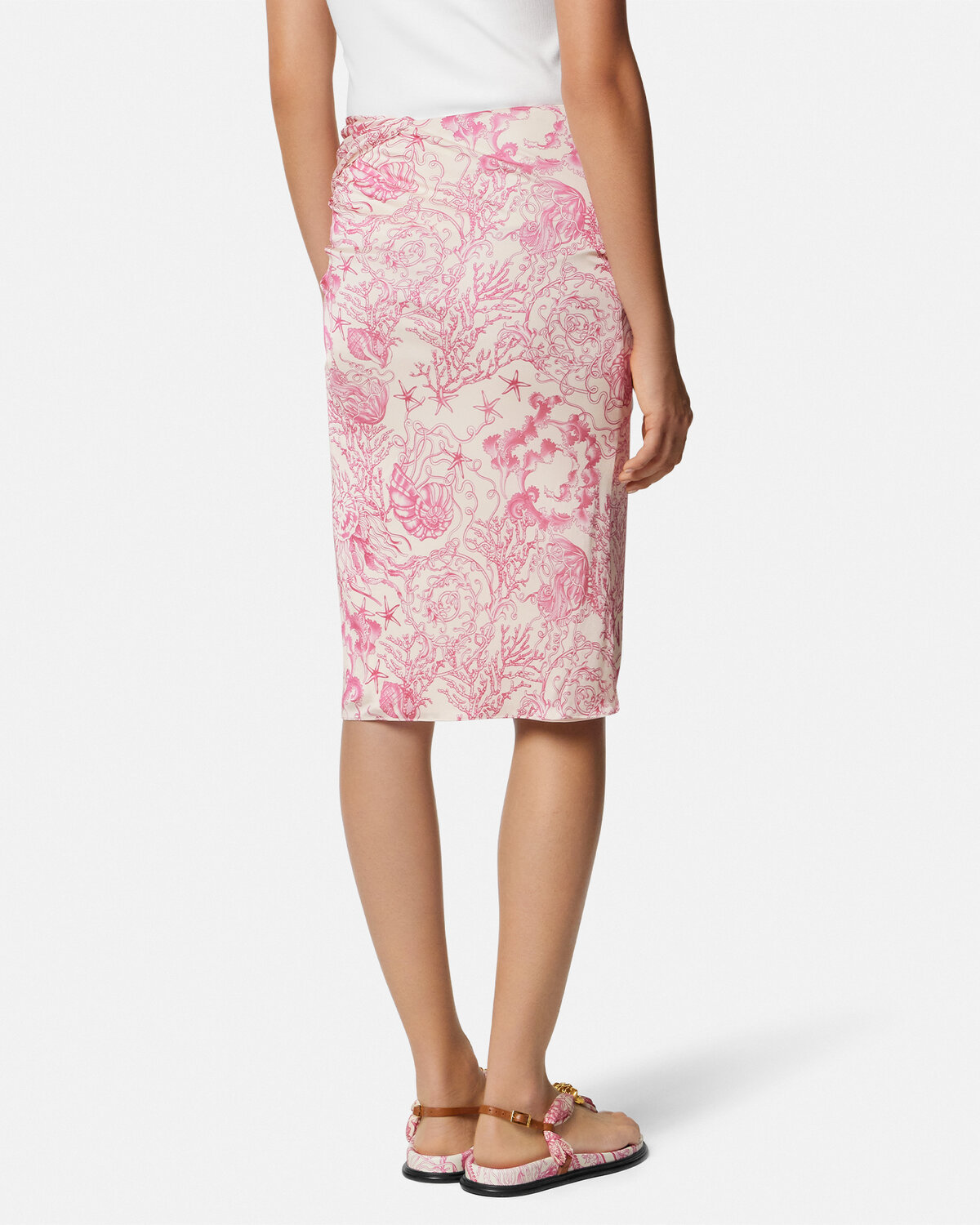 Versace Underwater Barocco Draped Midi Skirt