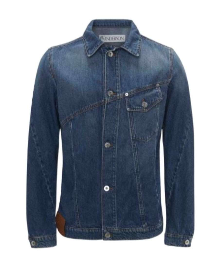 JW ANDERSON JW ANDERSON LOGO EMBROIDERED TWISTED DENIM JACKET