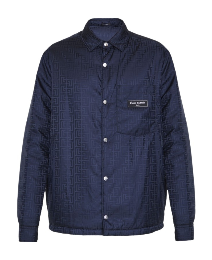 Shop Balmain Monogram-pattern Shirt In Blue