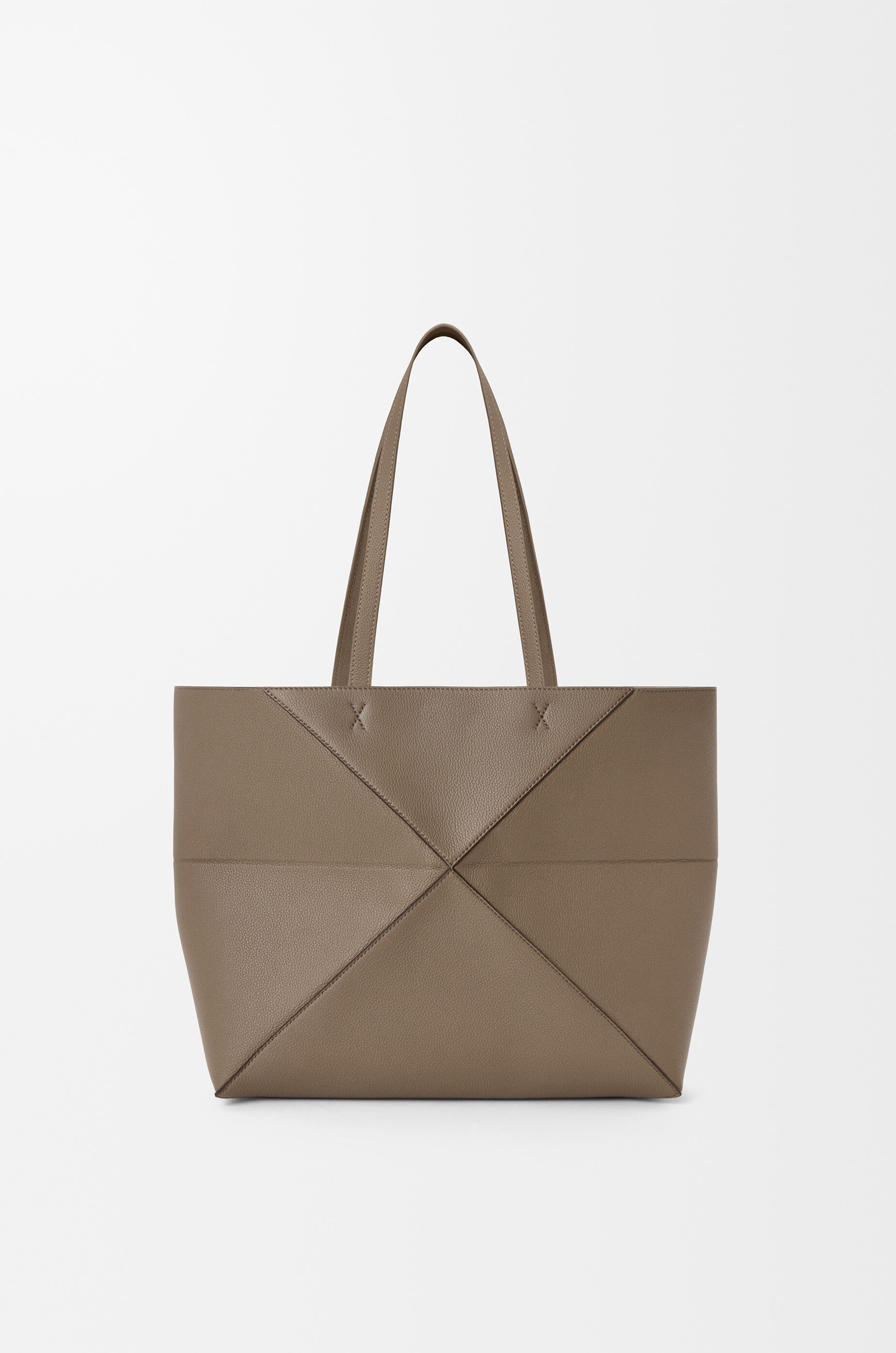 Loewe Medium Puzzle Fold Horizontal Tote Bag In Grained Calfskin In Brown