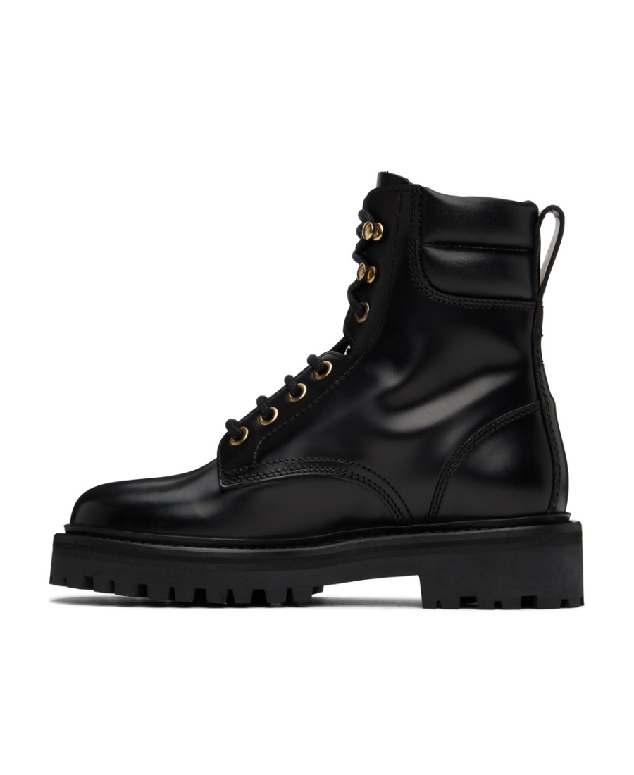 Isabel Marant Round Head Lace Up Ankle Boots In Black