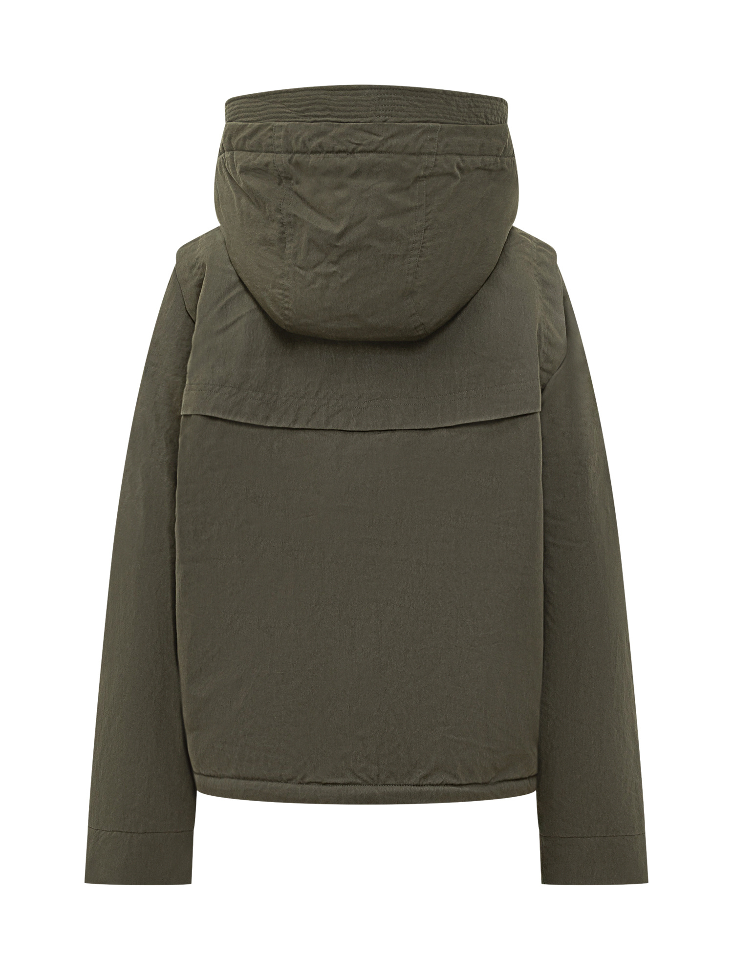 K-way Jacket With Hood And Synthetic Fur Lining In Green