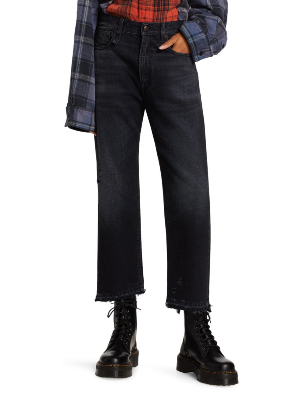 R13 R13 LOGO PATCH BOYFRIEND JEANS
